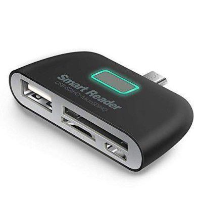 PremiumAV USB 3.1 Type-C OTG Card Reader Type C USB-C Male to USB 3.0 OTG TF SD MS Female Adapter for OTG Phone (Black)