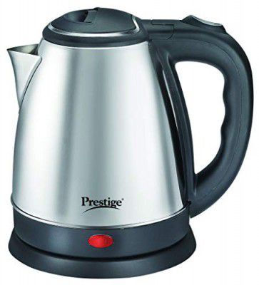 Prestige 1.8 Litres Electric Kettle (PKOSS 1.8)| 1500W| Silver - Black| Automatic Cut-off | Stainless Steel | Rotatable Base | Power Indicator | Single-Touch Lid Locking