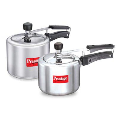 Prestige 3L+2 Litres Nakshatra inner Lid Aluminium combo Pressure Cooker with 2 Lids | Silver