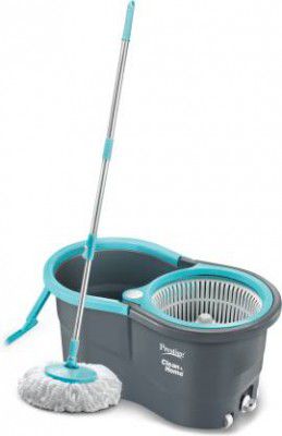 Prestige Alpha with 360 Degree Spinner 2 Microfiber heads & Twin Bucket Mop Set  (Grey, Blue)