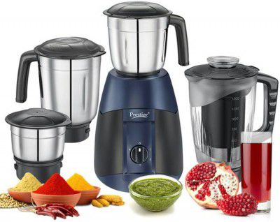 Prestige ATLAS Supreme 750 Juicer Mixer Grinder (4 Jars, Black, Blue)