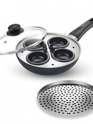 Prestige Black & Silver-Toned Aluminium Induction Base Kadhai or Wok