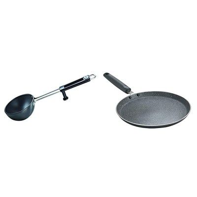 Prestige Hard Anodised Tadka Pan- 100 mm + Prestige Omega Deluxe Granite Dosa Tawa, Black, 250 mm