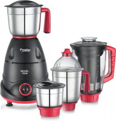 Prestige Regal_ 750 Juicer Mixer Grinder (4 Jars, Red and Black)