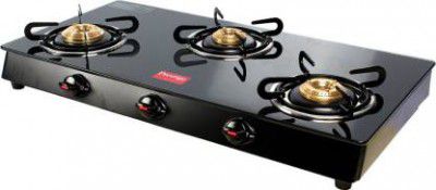 Prestige Royale Plus 3 Burner Glass Top Glass Manual Gas Stove  