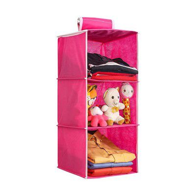 PrettyKrafts Hanging 3 Shelves Wardrobe Organiser