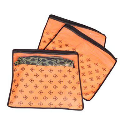 PrettyKrafts Non Woven Saree Covers with ZIP - Pack of 3, Size(16 × 14 Inches) 