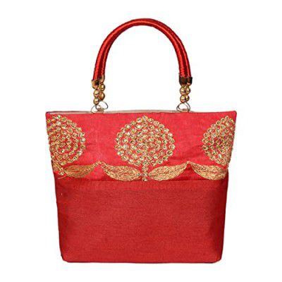 PrettyKraftsWomen's Cotton Mini Handbag_Red