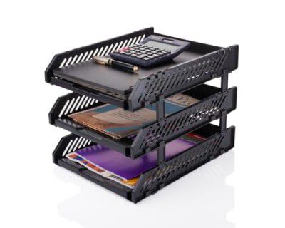 Primelife File Tray Rack ABS Plastics | Plastic Office Stationery Files Layer Rack -3LAYER(Black)