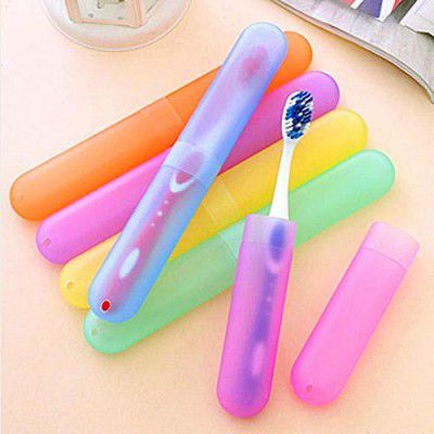 Primelife Plastic 4 Pcs Bathroom Tooth Brush Holder Tube Cap Cover Protect Case Box Toothbrush - Made in India (Cover - Multicolor)