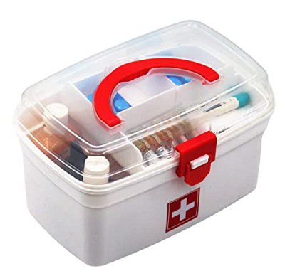 Primelife Plastic Rectangular Medicine Box, Medical Box, First aid Box, Multi Purpose Box, Multi Utility Storage with Handle