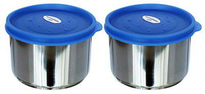 Princeware Dura Fresh Stainless Steel Container Set, 400ml, Set of 2, Silver