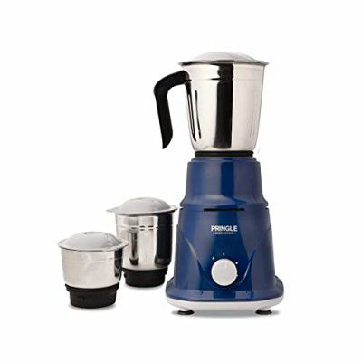 Pringle Crest 3Jar Mixer Grinder 500W Powerful Motor[ISI] Certified-304 Grade Stainless Steel Blade| 3 Stainless Steel Jars(1 Litres) Chutney Jar (0.7 & 0.25 Litres)3 Speed (3 Jars, Blue)