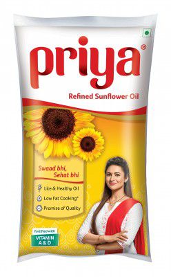 Priya Refined Sunflower Oil Sunflower Oil Pouch, 1 L