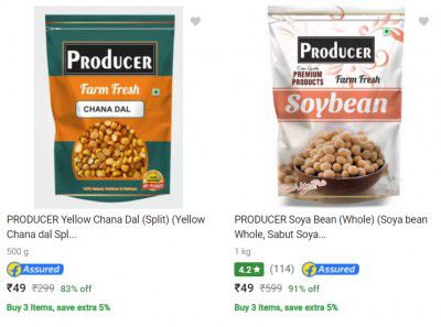 Producer Pulses Grocery Product Upto 93% Off Starting @ Rs 49