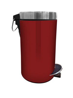 Profusion Stainless Steel Pedal Dustbin/Garbage Bin Plain with Red Color 3 LTR with Plastic Bucket Inside