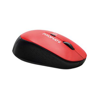 Promate 2.4G Wireless Mouse, Professional Precision Tracking Comfort Grip Mouse with USB Nano Receiver, Switch and 4 Functional Buttons for Mac OS, Windows, Tracker Red