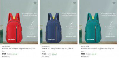 Provogue Backpacks Upto 82% off | Starts ₹189