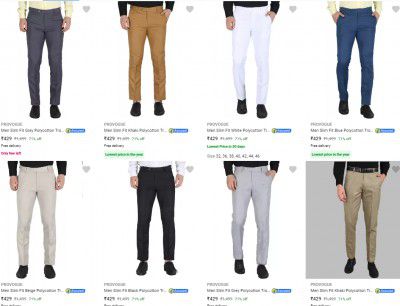 Provogue Mens Trousers Upto 71% Off