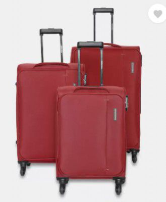 PROVOGUE Soft Body Set of 3 Luggage 4 Wheels - Edge Combo Set (30inch+ 26inch+22inch) - Red