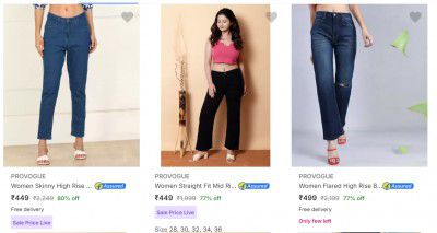 Provogue Womens Jeans Upto 80% Off