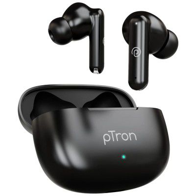 pTron Bassbuds Air 140318669 TWS Earbuds with Passive Noise Cancellation (IPX4 Water Resistant, Touch Control, Black)