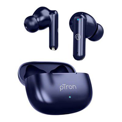 pTron Bassbuds Air in-Ear TWS Earbuds with 13mm Driver for Immersive Sound, 32Hrs Playtime, Clear Calls, Bluetooth V5.1, Touch Control, TypeC Fast Charging, Voice Assist & IPX4 Water Resistant