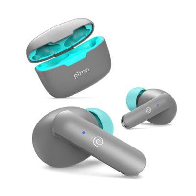 pTron Bassbuds Duo in-Ear Wireless Earbuds, Immersive Sound, 32Hrs Playtime (Grey)