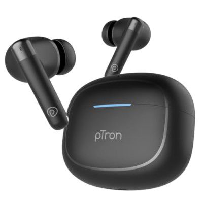 pTron Bassbuds Duo Pro TWS Earbuds, TruTalk AI-ENC Calls, 38H Playtime (Black)