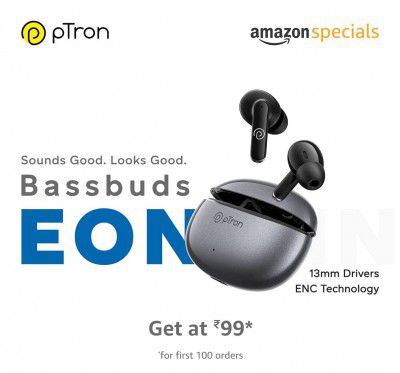 Launched pTron Bassbuds Eon TWS Earbuds with ENC