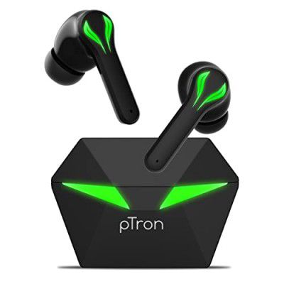 pTron Bassbuds Jade Truly Wireless Earbuds with 40ms Gaming Low Latency (Black)