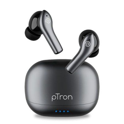 pTron Basspods Encore Quad Mic ENC TWS Earbuds with 50H Playtime, Immersive Sound, in-Ear Bluetooth 5.3 Headphones, Type-C Fast Charging, Voice Assistant, Touch Controls & IPX4 Water Resistant (Grey)