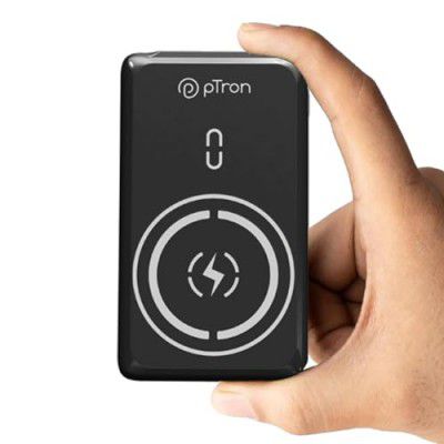 pTron Dynamo Arc 10000mAh 22.5W USB Fast Charging Nano Power Bank, 15W Magnetic Wireless Charging (Black)