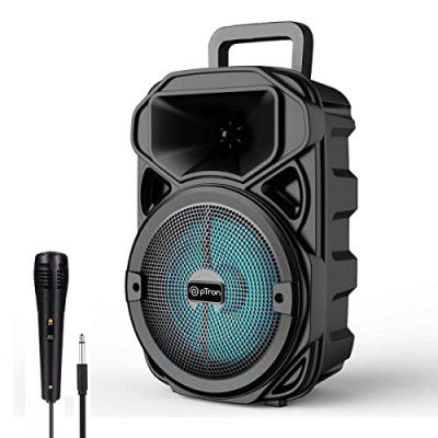 pTron Fusion Maxx V2 20W Bluetooth Speaker Wired Karaoke Mic, 20Hrs Playtime, RGB Lights, BT V5.2, 3.5mm AUX (Black)