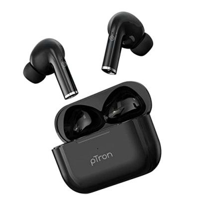 PTron Newly Launched Bassbuds Neo in-Ear TWS Earbuds, HD Mic & TruTalk ENC Calls, Game/Music Modes, 35Hrs Playtime, Bluetooth 5.3 Headphones, Type-C Fast Charging & IPX5 Water Resistant (Black)