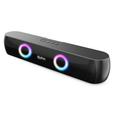 pTron Fusion Beam V2 16W Bluetooth Soundbar Speaker, Sound, RGB Lights, Metal Grill, Soundbar, Aux/TF Card/USB Playback & TWS Pairing (Black)