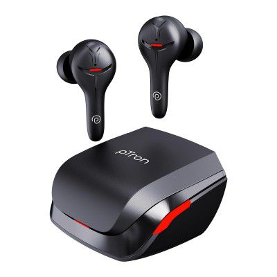 pTron PlayBuds 1 Pro in-Ear TWS Earbuds, Quad Mic Hybrid ENC Calls, 35ms Low Latency Gaming, 50Hrs Playtime, Bluetooth 5.3 Wireless Headphones with Mic, Type-C Fast Charging & IPX5 (Black Matt)