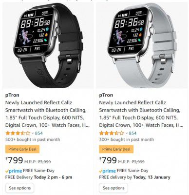 pTron Reflect Callz Calling Smartwatch @ ₹799