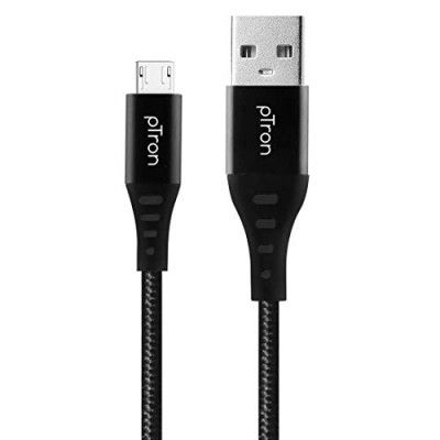 pTron USB-A to Micro USB 3A Fast Charging Cable compatible with Android Phones/Tablets, 480mbps Data Transfer Speed, Made in India, Solero MB301 Tangle-free USB Cable (Nylon Braided, 1.5M, Black)