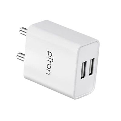 pTron Volta Dual Port 12W Smart USB Charger Adapter (White)