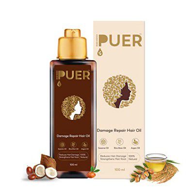 PUER Baby Damage Repair Hair Oil, 100ml| 100% Natural | Made with 6 sealing oils| No more Frizz & Split ends| No artificial fragrance