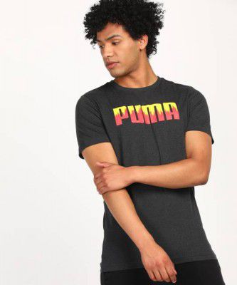 PUMA  Printed Men Round Neck Grey T-Shirt