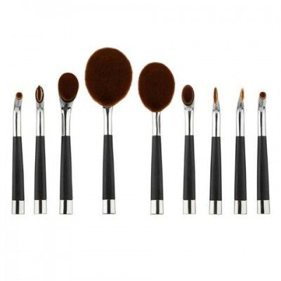 Puna Store 9 Piece Cosmetic Oval Brush Set