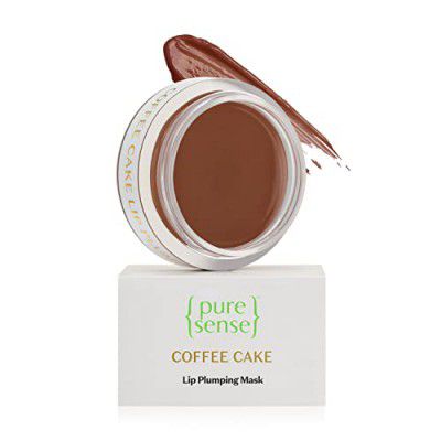 PureSense Coffee Cake Lip Plumping Mask for Sensitive, Dry, Chapped & Pigmented Lips with Coffee Oil | Vitamin A & E | Shea Butter | Almond & Olive Oil for Nourished & Moisturised Lips | 5g