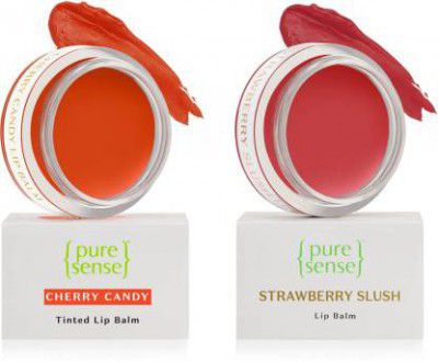 PureSense Lip Balm Combo For Dry Damaged & Chapped Lips Cherry Candy and Strawberry Slush (Pack of: 2 10 g)