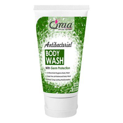 Qraa Antibacterial Body Wash With Goodness Of Neem, Germ Protection Shower Gel 200ml