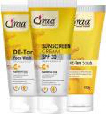 Qraa De Tan Combo Pack | Scrub 100gm, Face Wash 100gm & Sunscreen Cream SPF 30 100gm (3 Items in the set)