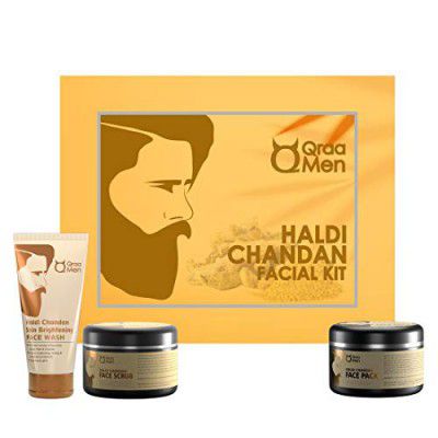 Qraa Men Haldi Chandan Kit for Skin Brightening/Lightening for Oil/Acne/Pimple Control