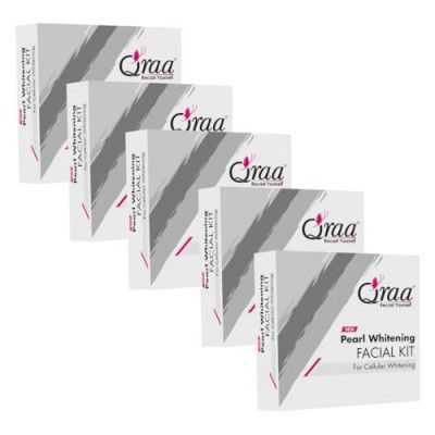 Qraa One Time 5 in 1 Pearl Whitening Facial Kit|With Natural Ingredients|For Skin Whitening & Brightening|Pack Of 5(5X33G)|With 5 Easy Steps