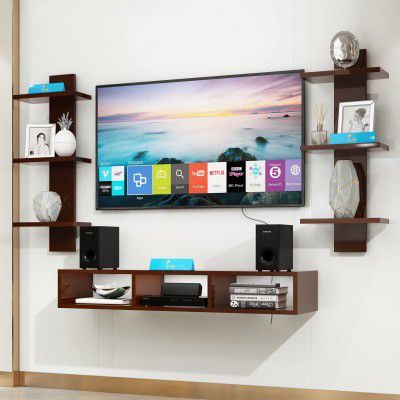 Raafi Wooden Wall Mounted TV Unit Cabinet with TV Stand